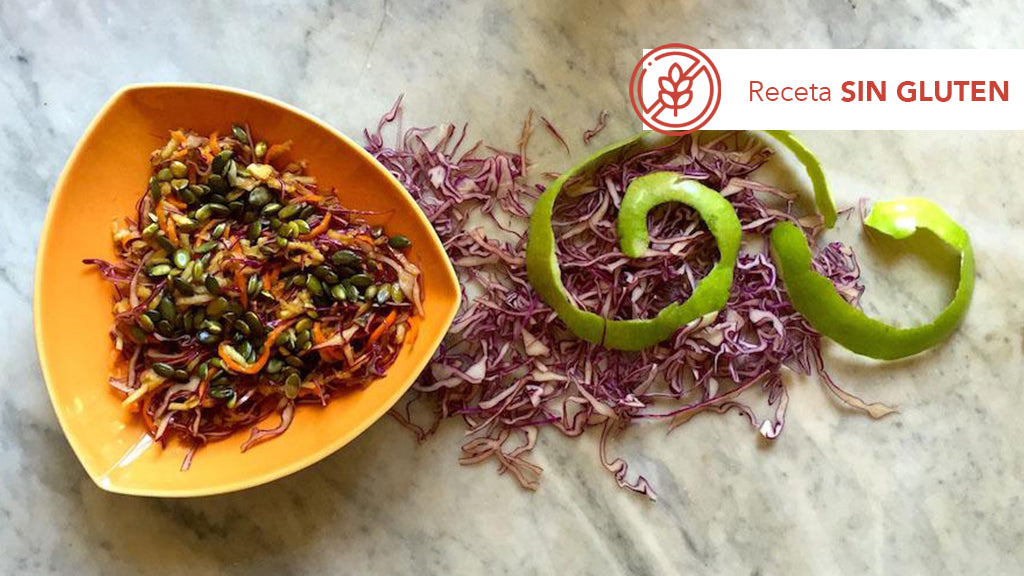 Ensalada de lombarda al jengibre con aliño oriental