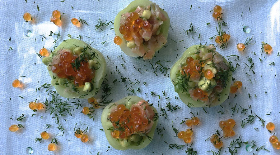 Ensalada de pepino y salmón