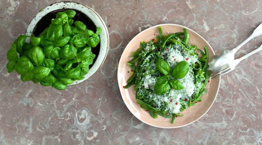 Ensalada de Judias verdes con albahaca y parmesano
