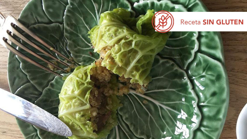 Paquetitos de repollo con quinoa y verdura