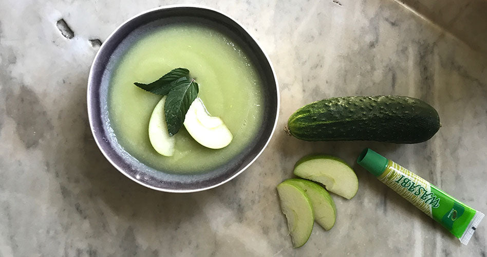 Crema de pepino y manzana al wasabi