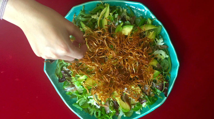 Ensalada de judías verdes despeinada