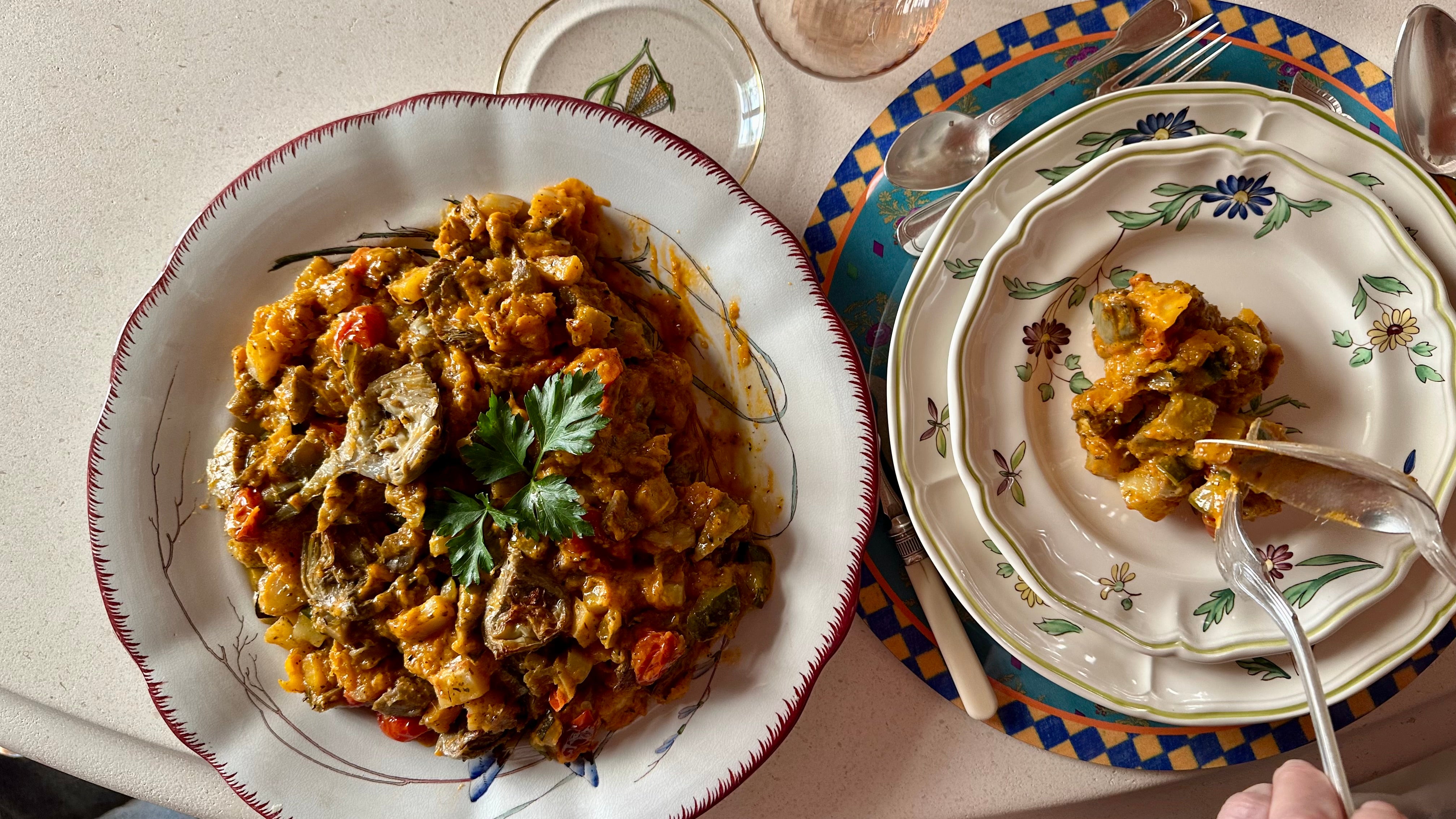 Verduras asadas con Hummus de tomate