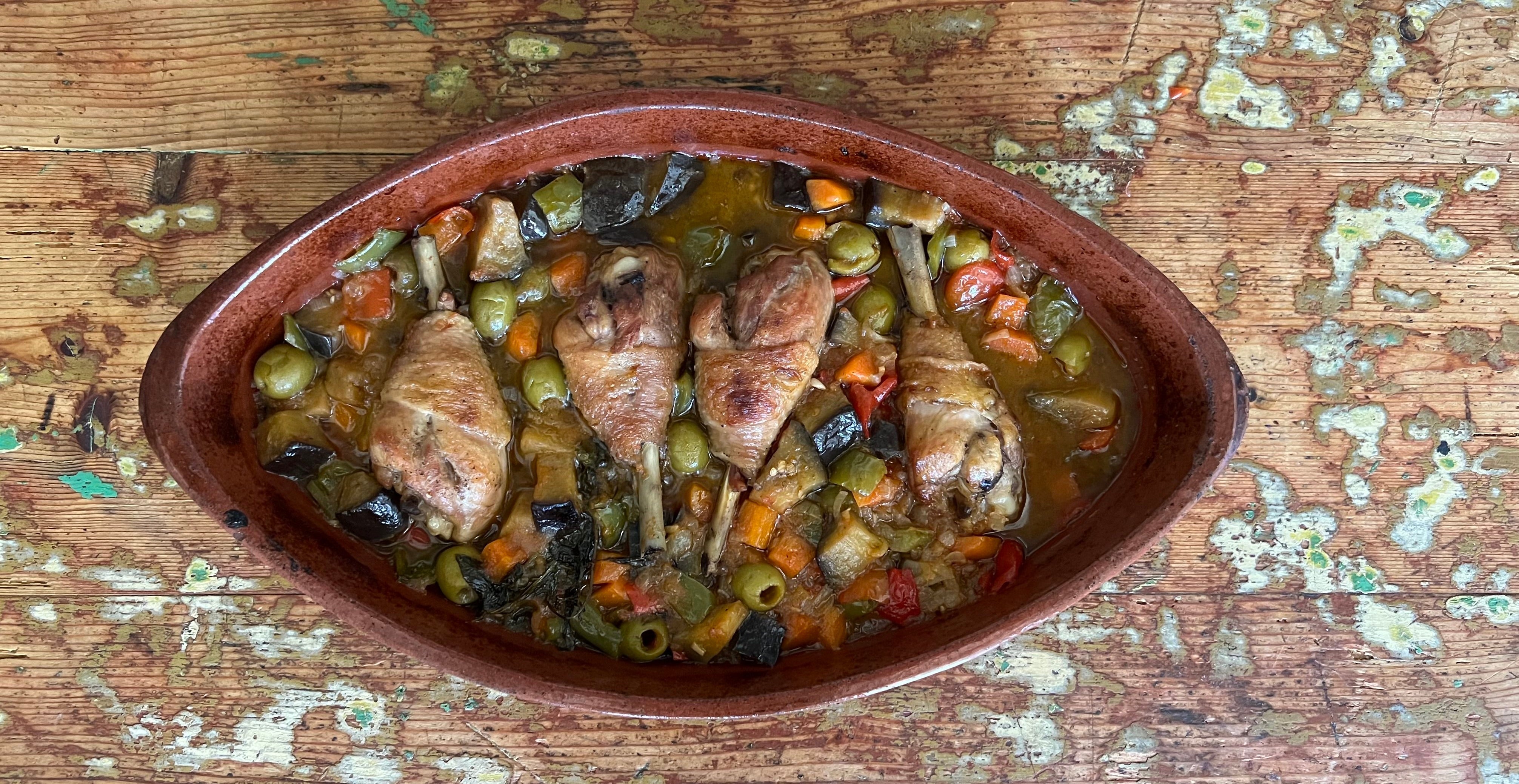 Guiso de muslos de Pollo con Verduras a la Menta