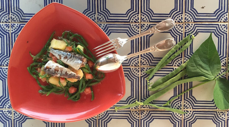 Ensalada de judías verdes con sardinas