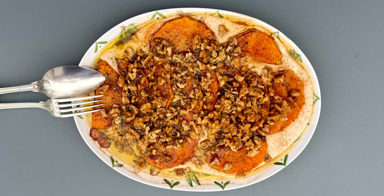 Calabaza asada con crema de alubias