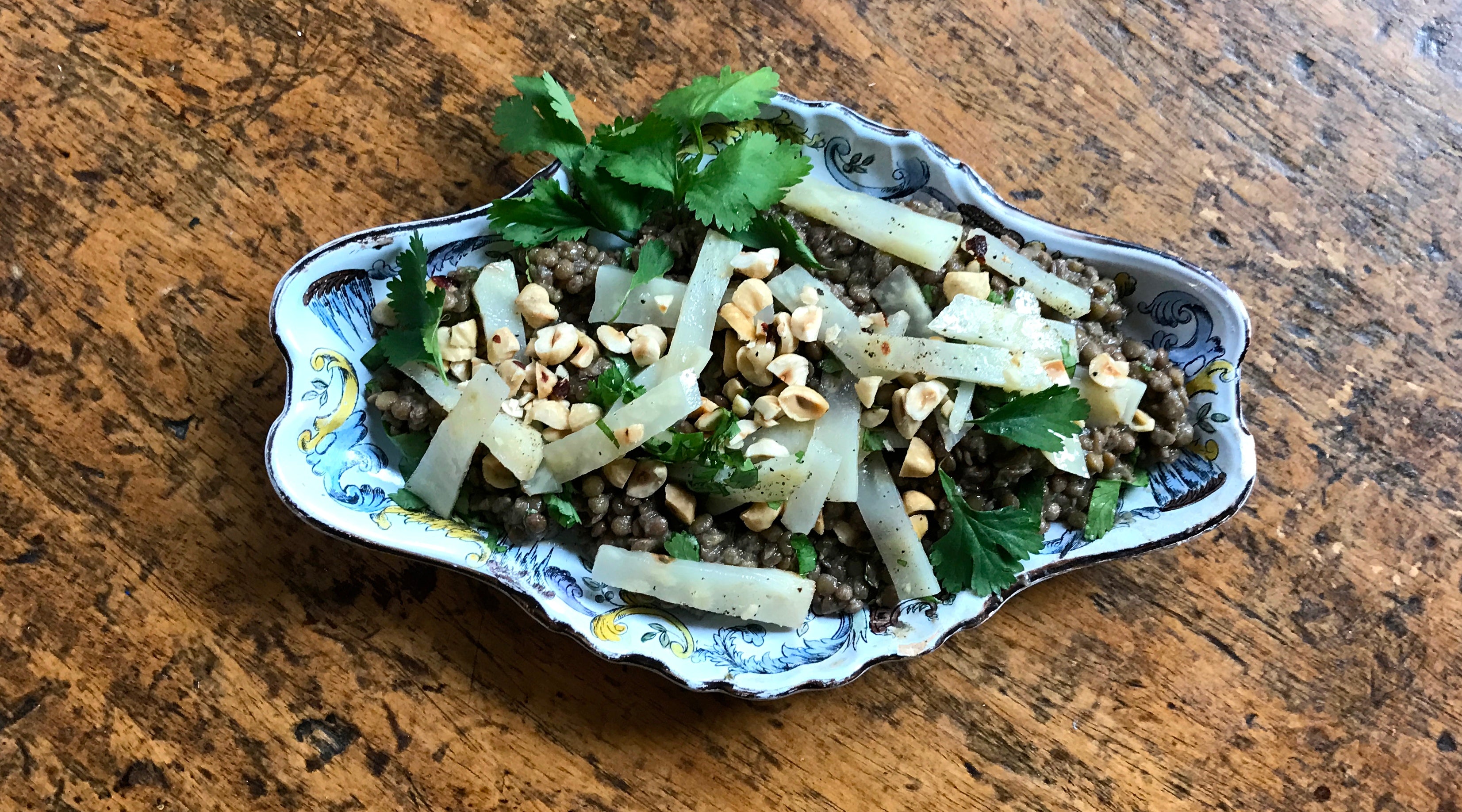Ensalada de lentejas y apionabo