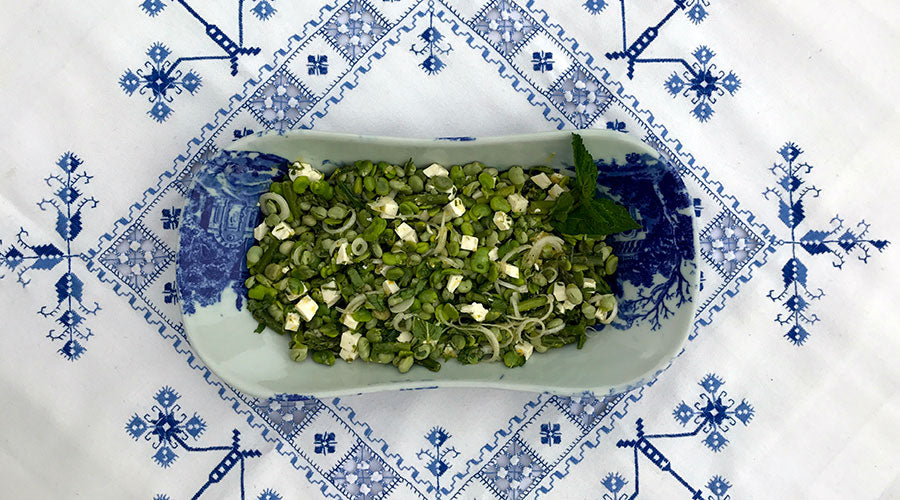 Ensalada de habas con queso de Burgos