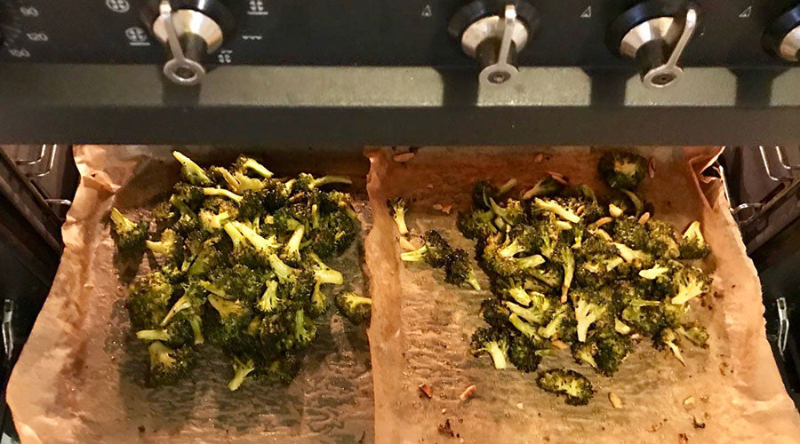 Brócoli al horno con ajo y pimentón /y al limón con almendras