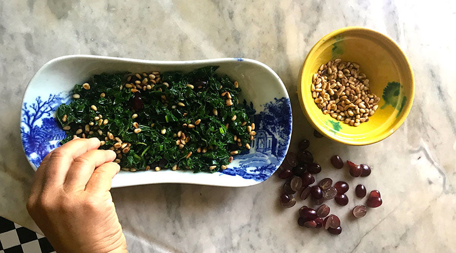 Ensalada de kale y uvas