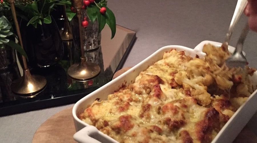 Gratinado de coliflor con coco y curry
