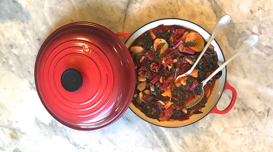Guiso de acelgas rojas con pimentón