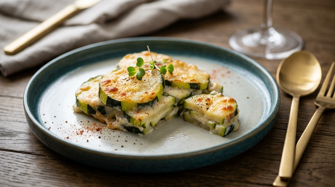 Calabacín al horno con queso fundido